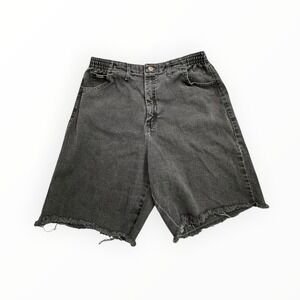 Lee Denim Shorts Womens 16 Petite Black Side Elastic Raw Hem High Waist 350610A